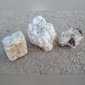 Lot of 3 White Pink Quartz Cluster Crystals Gemstones